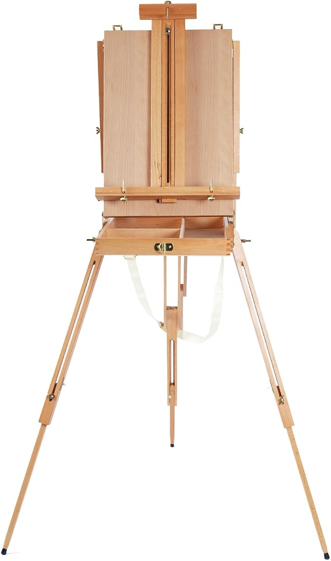 PHOENIX Beechwood Foldable French Box Easel - Portable Sketchbox with Drawer and Palette for Plein Air, Outdoor Travel, Field Art Wooden Easel Stand for Adults Artist