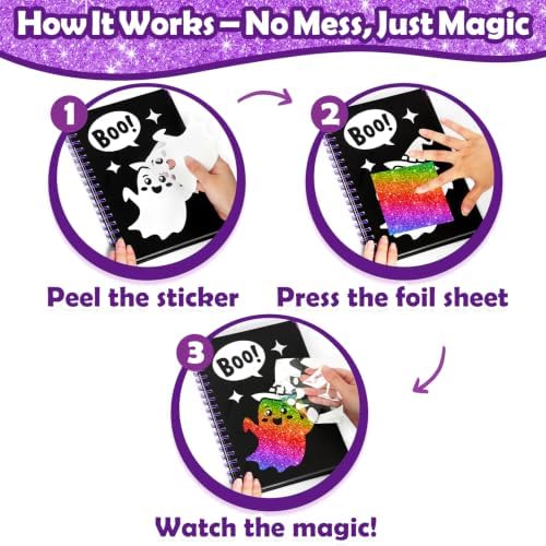 FUNNYB&G Foil Art Craft Kit for Kids, Sparkly Birthday Gift Toy for Kids | No Mess, Kids Ages 4-10 Create Sparkling Artwork, A Creative Gift for Birthdays, Holidays, Travel Activities,Screen-Free Fun