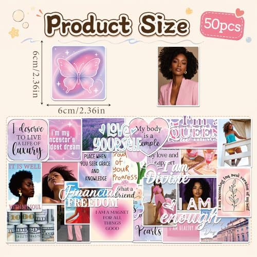 Purple Vision Board Supplies - 50 Pcs Aesthetic Black Girl Stickers