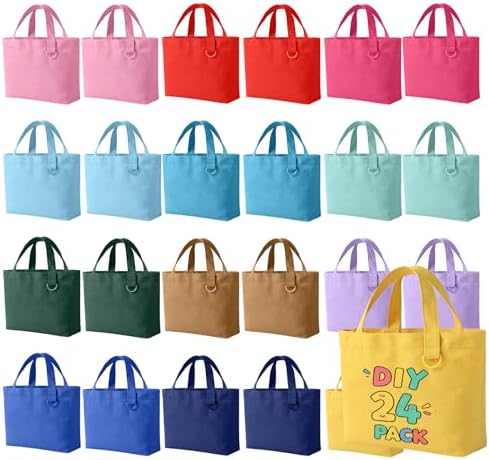 1 | 12 | 24 Pack Small Canvas Tote Bags, Mini Tote Bags Bulk for Women, DIY Blank Reusable Cute Sublimation Tote Bag