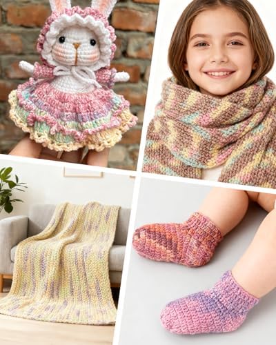 Katech 3 Pack Wool Yarn for Crocheting-Sock Yarn for Knitting-Green Brown