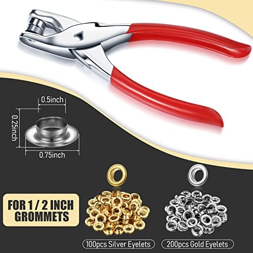 Mudder Grommet Eyelet Plier Tool,Gold, Silver,1/2 Inch,Classic