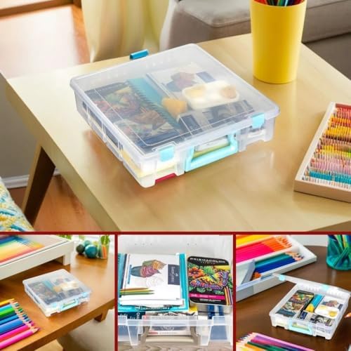 ArtBin Super Satchel 1-Compartment Craft Storage Box, Clear | One Open Compartment, 15.2 x 8 x 6.2 Inches, Secure Latches, Stackable, Clear Durable Polypropylene
