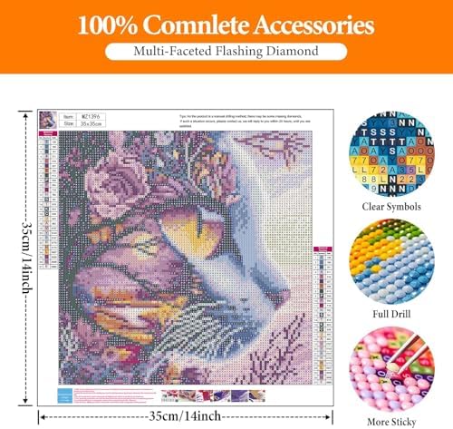 Lophomie Diamond Art Kits for Adults, 5D Cat Diamond Painting Kits 14x14 in