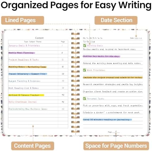 Lined Spiral Journal Notebook, A5 College Ruled Notebook for Note-Taking
