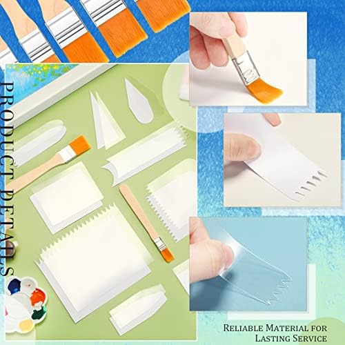 Potchen 30 Pcs Acrylic Pouring Swipe Painting Tools Supplies Acrylic Pouring Tools Supplies Brush Paint Scrapers 25 Pcs Swipe Accessories and 5 Brush for Painting Technique