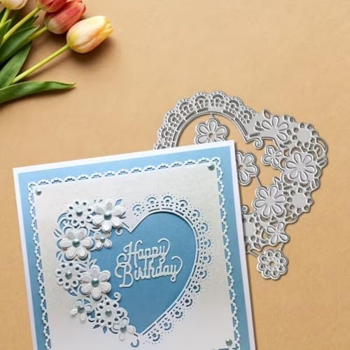 Cutting Dies Metal Stencils Scrapbooking Tools DIY Embossing Template for Paper Card Making Album Arts Crafts Supplies (Lace Heart- 11x10.2cm)