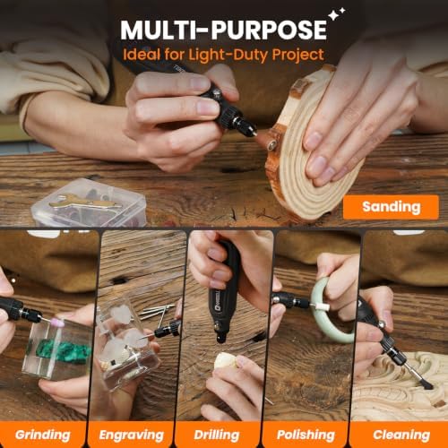 HARDELL Mini Cordless Rotary Tool 4V, 5-Speed 42pcs Mini Drill Craft Tool
