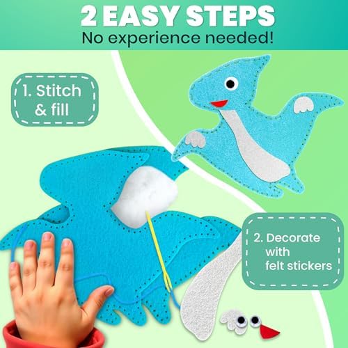 Sewing Kit for Kids Ages 8-12 - 12 Beginner DIY Kids Sewing Crafts Ages 4-7