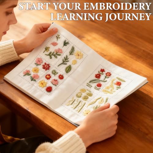 Embroidery Stitch Book Kit - Portable Embroidery Book with Multiple Sewing Tools & Instructional Tutorial, DIY Stitches for Beginners & Enthusiasts (1 Set)