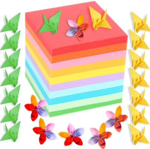 Origami , Colorful Square Origami, DIY Handmade Craft Paper, Origami Paper (10*10cm(100pcs)10-color)