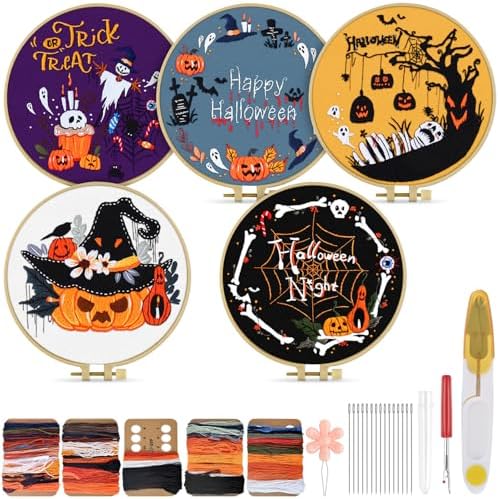 TINDTOP Halloween Embroidery Kit for Adult, Embroidery DIY Starter Kit