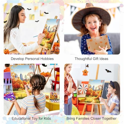SENQAO Park Paint by Numbers Kit for Adults Beginner, Fall City Park Adult Paint by Number Kits on Canvas, DIY Acrylic Oil Easy Painting by Numbers for Home Wall Decor 8X12 inch