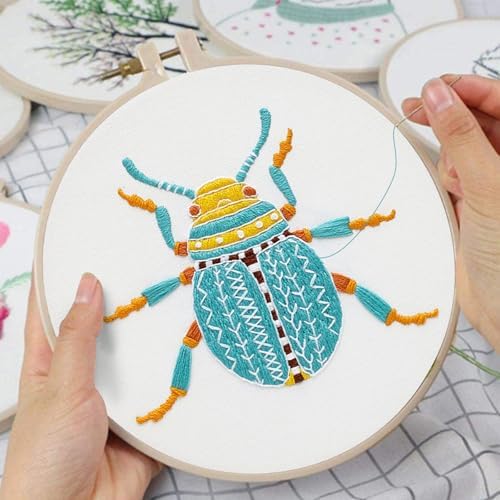 Louise Maelys Beetle Embroidery Kit for Beginners 3 Pack Nature DIY Set