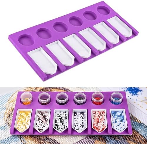 Accessories Tray Organizer, Purple 6 Slots Beads Sorting Tray, Storage Holder Tools for Glitter Rhinestones 5D Embroidery & DIY Crafts