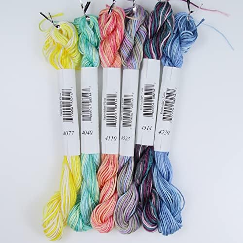 KCS Big skeins of 25 Meters Size 25 Color Variegated Cross Stitch Stranded Threads,6 skeins,14