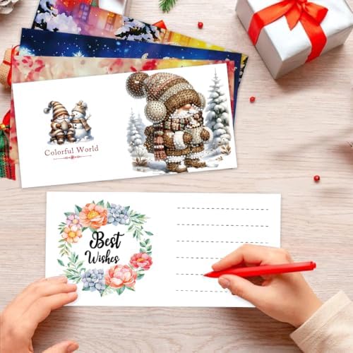 LSQFS Diamond Painting Christmas Greeting Cards 6 Pack with Envelopes