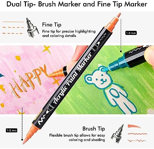 Shuttle Art 28 Pastel Brush & Fine Tip Acrylic Paint Markers