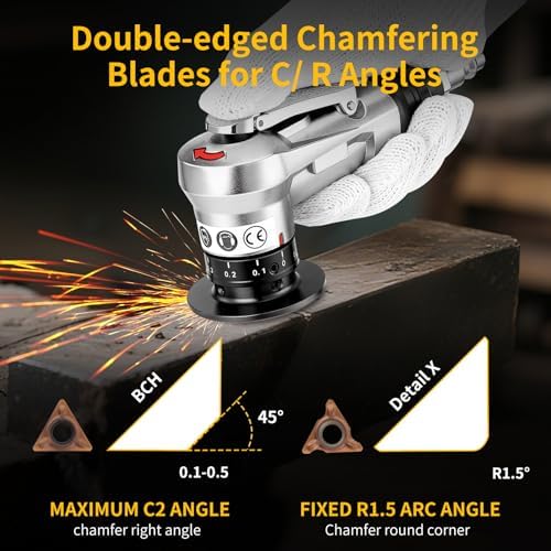 Pneumatic Chamfer Tool, 30000 RPM Air Chamfer Tool with 8C & 6R Blades