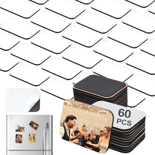 120 Pcs 2.8 x 2 Inch Thick Sublimation Blank Refrigerator Magnets Blanks Sublimation Magnet with 60 Pcs Fridge Magnets,60 Pcs Larger Square Blanks for Kitchen Microwave Oven Office