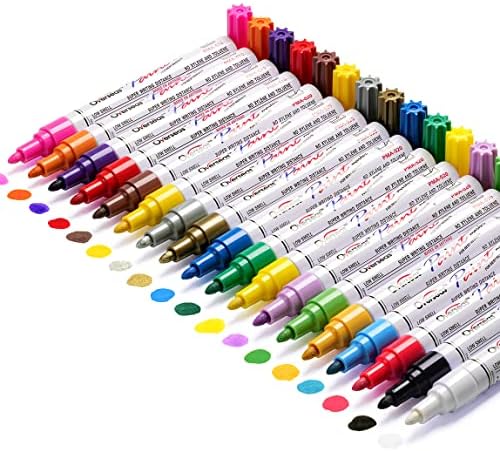 TFIVE 18 Colors Paint Pens Paint Markers, Oil Based Permanent Markers