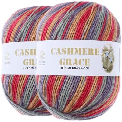 100% Pure Natural Merino Wool Yarn (4ply) - Each Ball 3.5 OZ/Approximately 320 Yards - Hand-Knitting/Crochet/Knitting - Soft and Non-irritating [2 Ball Set] (Mandala 01)