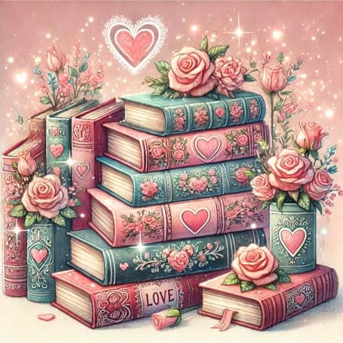 Dugsmgd Book Diamond Art Kits for Adults, Pink Diamond Painting 14x14in