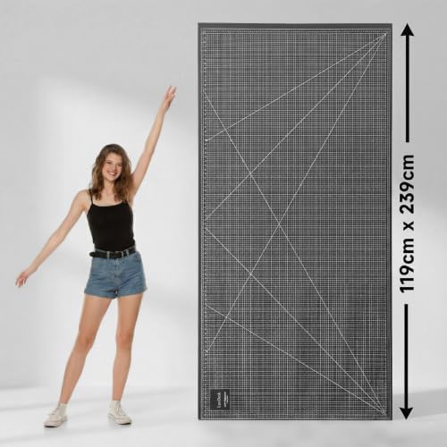 Self Healing Cutting Mat Extra Large 47 x 94 in, Large Table Protector Mat with Double Sided Black White Grid, PVC Craft Cutting Board for Rotary Cutter, Sewing, Quilting, Fabric, Vinyl, Leather