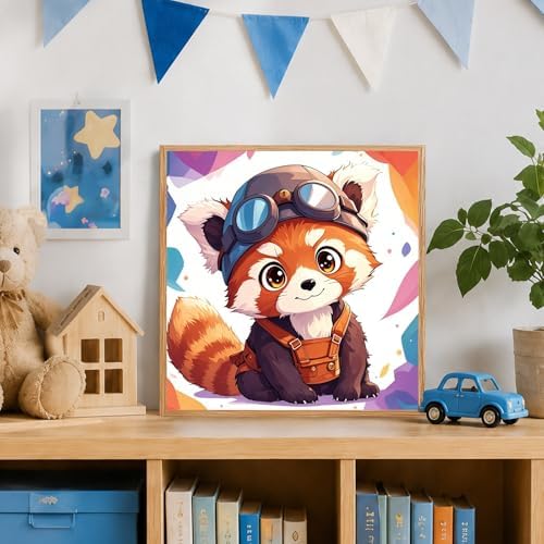 AUKELHJ Paint by Numbers Kit for Kids with Frame, Raccoon, 8X8 inch