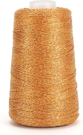 Metallic Crochet Thread, 80g Lurex Yarn for Charms(Orange)
