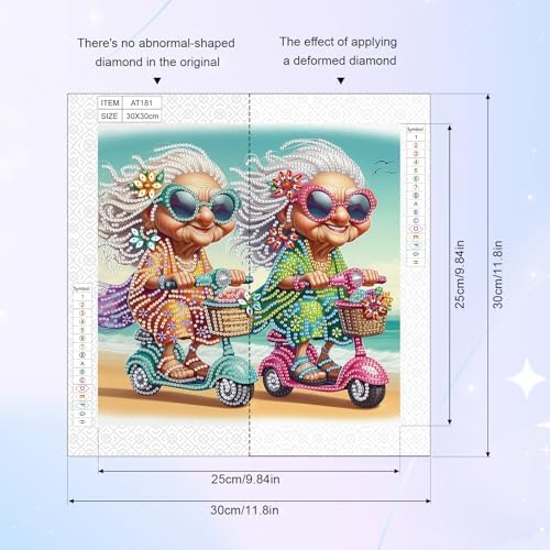 AiYuanzsh DIY Diamond Art Painting Kits for Adults, Young Grandma 5D Special Shape Crystal Rhinestone Diamond Art Kits for Beginners, for Home Wall Decoration Gift 12x12 inch