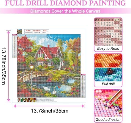 Diamond Art Kits for Adults,countryside Diamond Painting Kits 14 x 14in