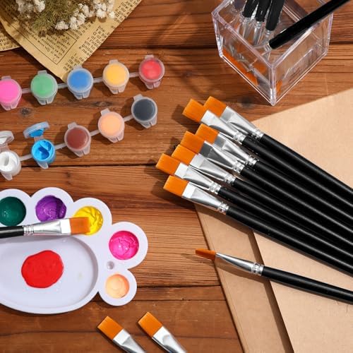 Crtiin 60 Bulk 1/2 Inch Flat Paint Brushes for Acrylic Painting (Black)