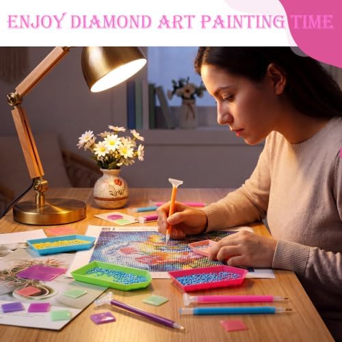 Affrolling 90 Pcs Diamond Art Tools, Drill Pens Trays Glue Clay
