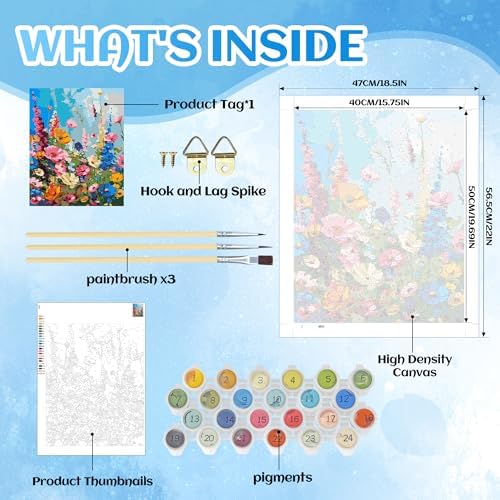 NPCSWXQ Wild Flowers Paint by Numbers Kit for Adults 16x20in DIY Painting