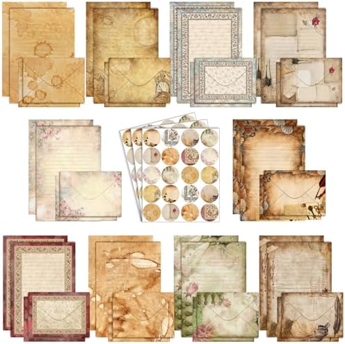 TaoBary 160 Pcs Lace Edged Scrapbook Stationery Paper and Envelopes Set
