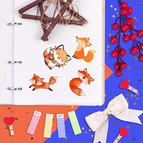Fox Stickers for Water Bottle and Laptop - Fox Party Supplies & Decorations, Waterproof Vinyl Decals, Cute Animal and Wildlife Stickers, Gifts for Women & Men