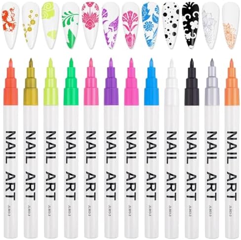 12 Color 3D Nail Art Pens Set Kalolary Nail Point Graffiti Dotting Pen
