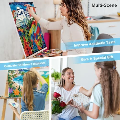 Paint by Numbers Kit for Adults, Beach Cow DIY Acrylic Canvas Painting Set
