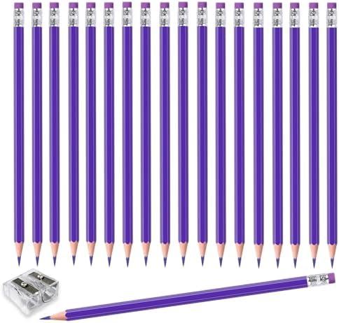 Adhere 25pcs Checking Pencils Erasable colored Pencils Pre-Sharpened #2 HB,for Checking Tests Grading,Map Coloring, editing Office Favors,including a Free sharpener. (Purple)