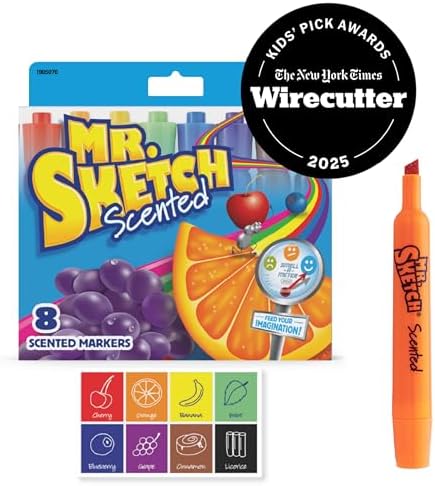 Mr. Sketch Scented Markers, Chisel Tip, Assorted Colors, 8 Count - Fun for Kids, Coloring, Spark Creativity, Arts & Crafts
