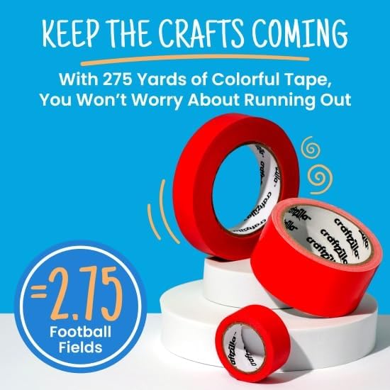 Craftzilla Colored Masking Tape, 11Rolls 275 Yards Total, for Arts & Craft