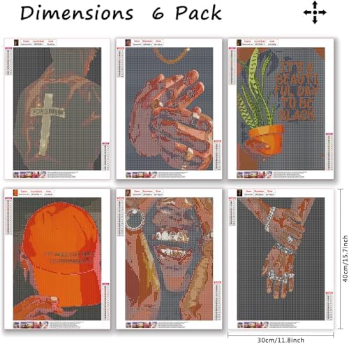 6pack Black Culture & Faith Art Diamond Art Kits，Diamond Painting Kit