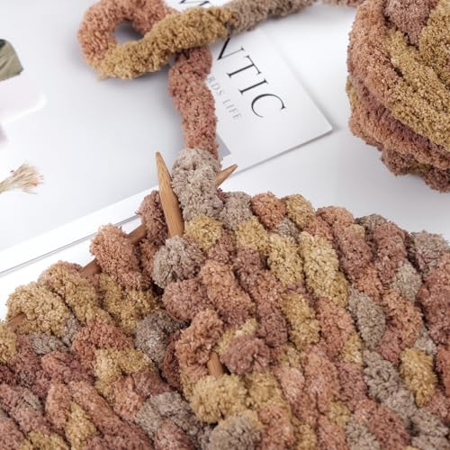 Bulky Chunky Yarn for Hand Knitting Blanket – #10 Jumbo Knitting Yarn, 1 Inch Thick Chenille Jumbo Yarn, No Knots Soft Machine Washable, Super Bulky Yarn 4 Pack for Crochet, Arm Knitting & Crafts
