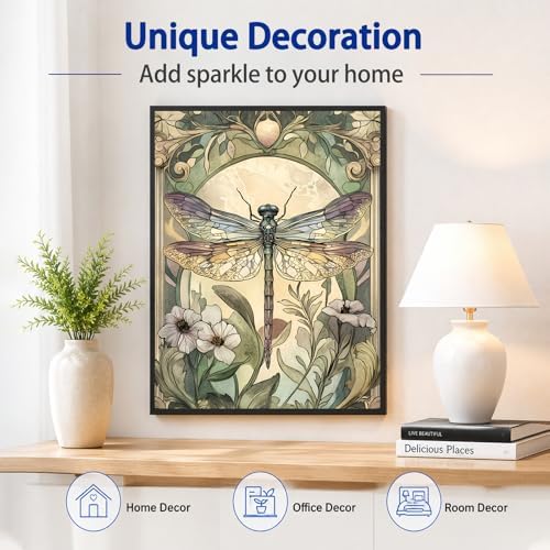 AUKELHJ Dragonfly Diamond Art Kits for Adults, Diamond Painting, 12x16 Inch