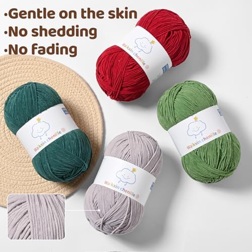 Fluffy Chenille Yarn for Crocheting，Baby Yarn for Crocheting Soft，2 Pack of 100g/3.5oz Velvet Amigurumi Yarn ，Fingering Weight Yarns for Crocheting Baby Blankets、DIY Craft.(2 Light Coffee)