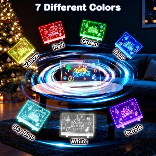 Led Drawing Board with 13 Light Effects, 17" Rechargeable Glow Doodle LED Note Board with Colors, Neon Light Up Drawing Tablet Gifts for Kids for Education Birthday Christmas Gift Ideas