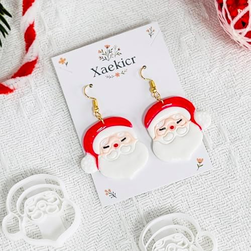 Xaekicr Christmas Santa Polymer Clay Cutters Set – Clay Earring Cutters for DIY Earrings – Cute Holiday Face Clay Molds – Polymer Clay Tools for Jewelry Making