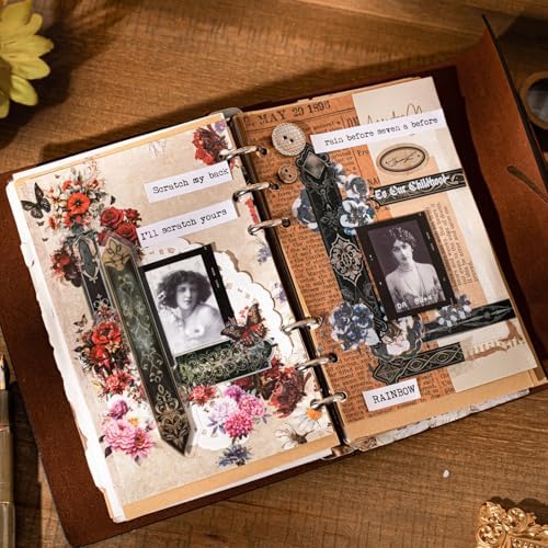 120 Pcs Vintage PET Strip Stickers for Scrapbook Journaling