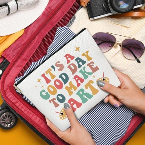 Gifts for Art Teachers, Drawing Theme Makeup Bag for Artists